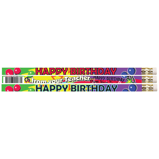Happy Birthday From Your Teacher Motivational Pencil, Pack of 144 - Loomini