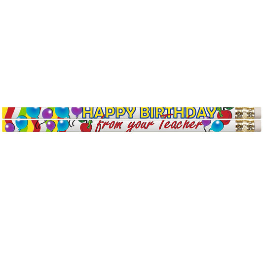 Happy Birthday From Your Teacher Motivational Pencils, 12 Per Pack, 12 Packs - Loomini
