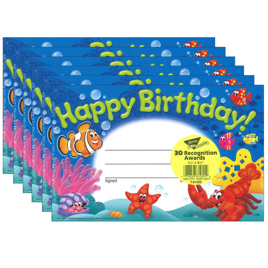 Happy Birthday! Sea Buddies™ Recognition Awards, 30 Per Pack, 6 Packs - Loomini