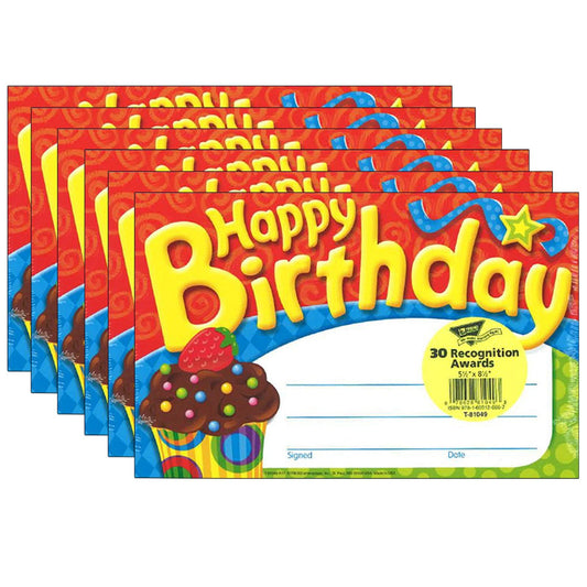 Happy Birthday The Bake Shop™ Recognition Awards, 30 Per Pack, 6 Packs - Loomini