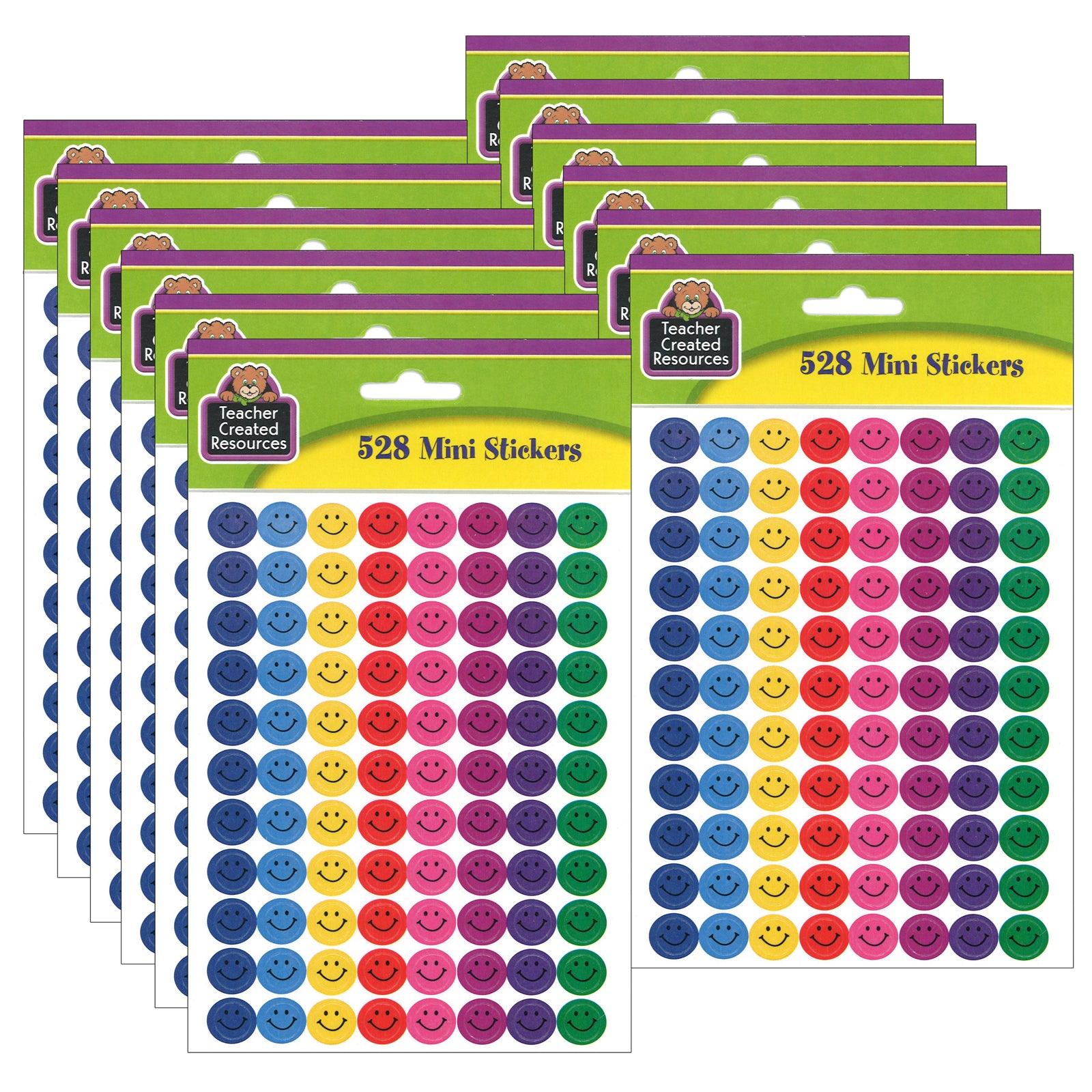 Happy Faces Mini Stickers, 528 Per Pack, 12 Packs - Loomini