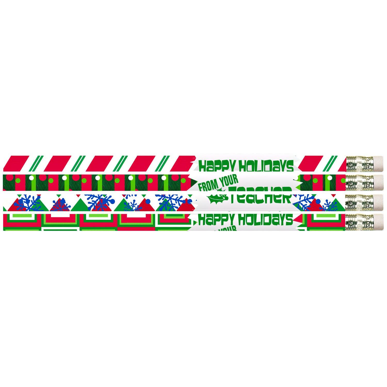 Happy Holidays From Your Teacher Motivational Pencils, Pack of 144 - Loomini