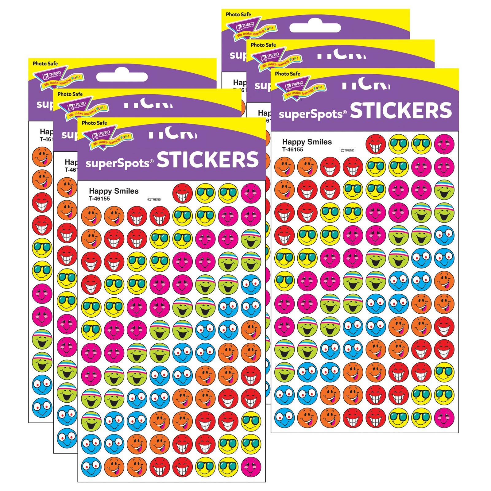 Happy Smiles superSpots® Stickers, 800 Per Pack, 6 Packs - Loomini