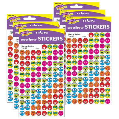 Happy Smiles superSpots® Stickers, 800 Per Pack, 6 Packs - Loomini