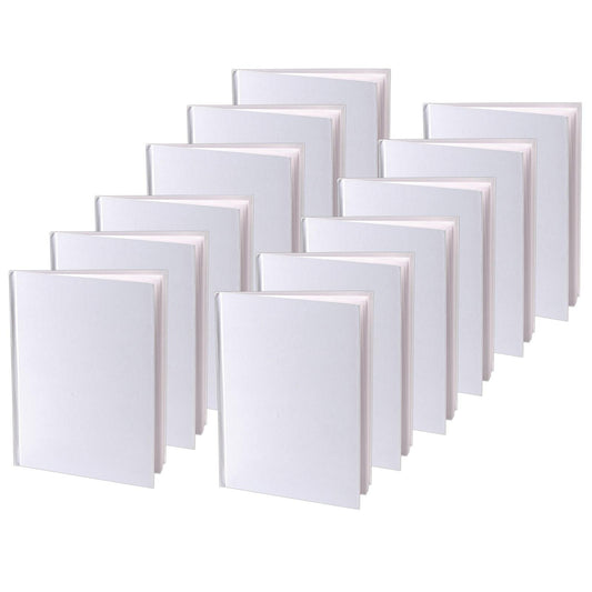 Hardcover Blank Book 6" x 8" Portrait, White, Pack of 12 - Loomini
