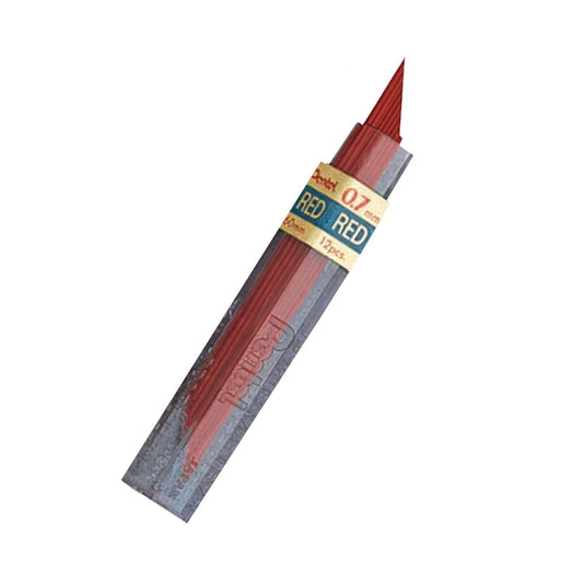 HB Super Hi-Polymer Leads, 0.7mm, Red, 12 Per Tube, 12 Tubes - Loomini