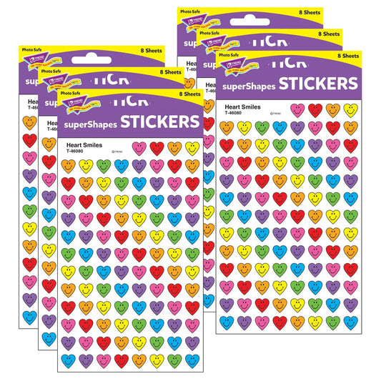 Heart Smiles superShapes Stickers, 800 Per Pack, 6 Packs - Loomini