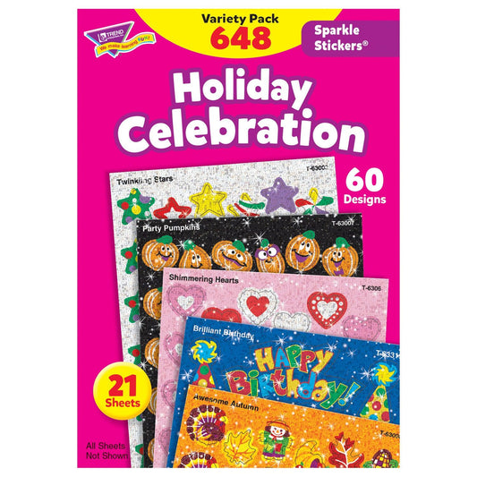 Holiday Celebration Sparkle Stickers® Variety Pack, 648 ct - Loomini