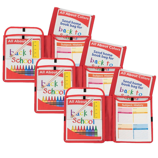 Homework Connector Folder, Red, Pack of 3 - Loomini