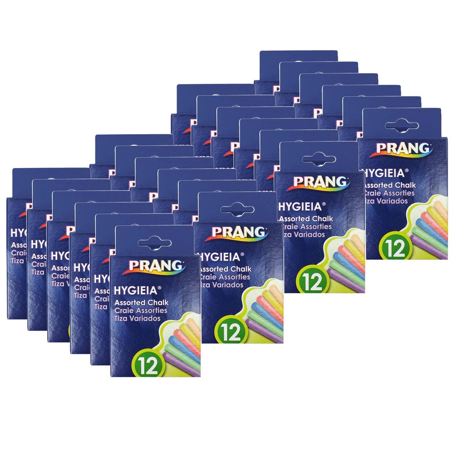 Hygieia® Dustless Board Chalk, 3-1/4" x 3/8", Assorted, 12 Per Box, 24 Boxes - Loomini