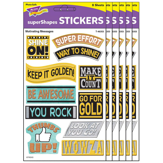 I ♥ Metal Motivating Messages superShapes Stickers - Large, 88 Per Pack, 6 Packs - Loomini