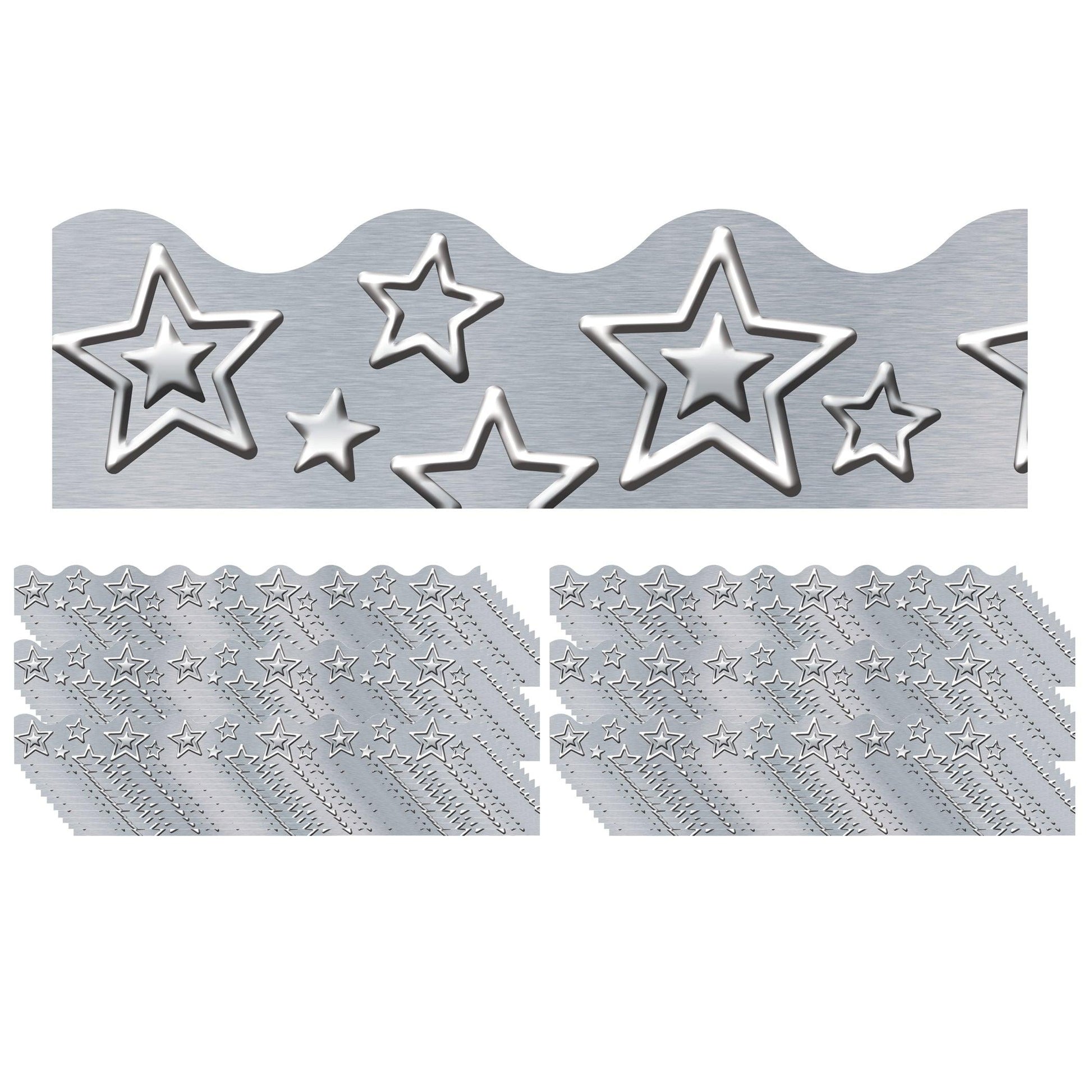 I ♥ Metal Silver Stars Terrific Trimmers®, 39' Per Pack, 6 Packs - Loomini