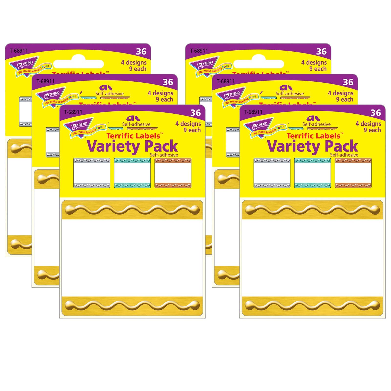 I ♥ Metal™ Embossed Terrific Labels™ Variety Pack, 36 Per Pack, 6 Packs - Loomini