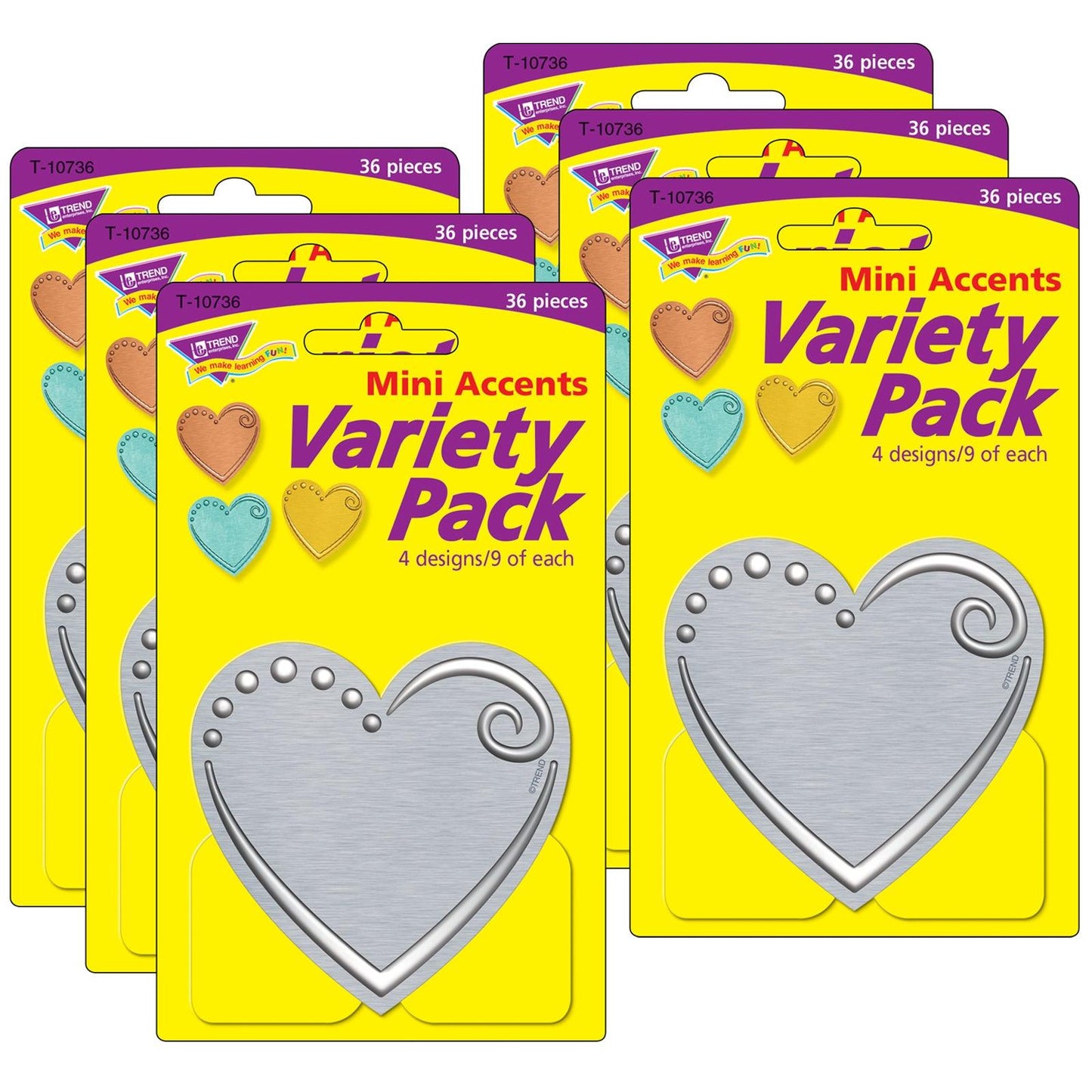 I ♥ Metal™ Hearts Mini Accents Variety Pack, 36 Per Pack, 6 Packs - Loomini