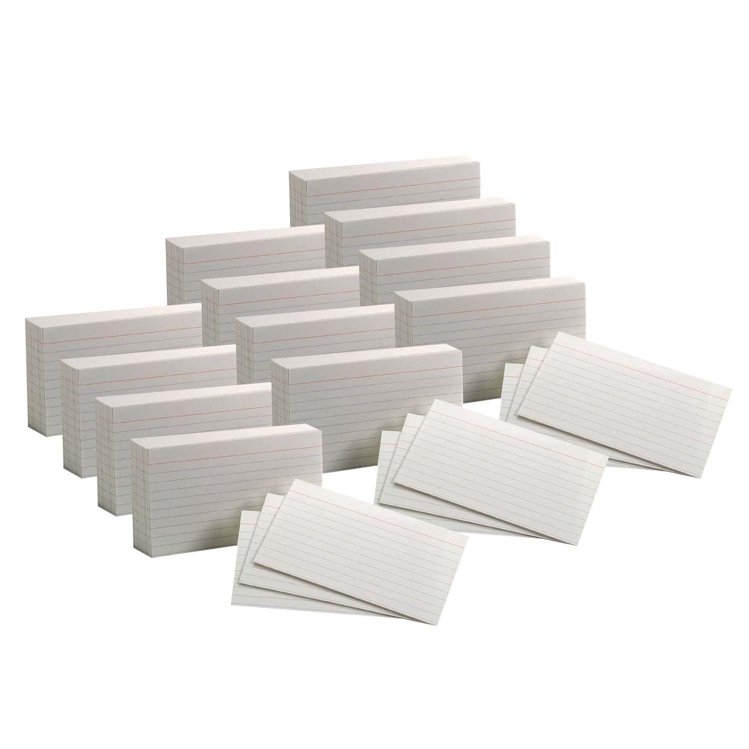 Index Cards, 3" x 5", Ruled, 100 Per Pack, 12 Packs - Loomini