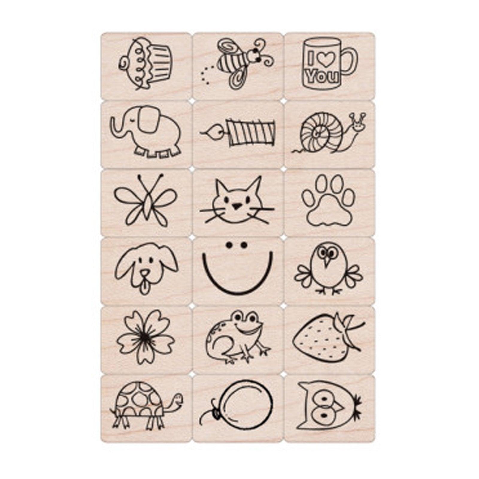 Ink 'n' Stamp Fun Stuff Stamps, Set of 18 - Loomini