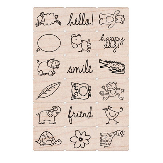 Ink 'n' Stamp Happy Animals Stamps, Set of 18 - Loomini