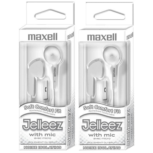 Jelleez™ Soft Earbuds with Mic, White, Pack of 2 - Loomini