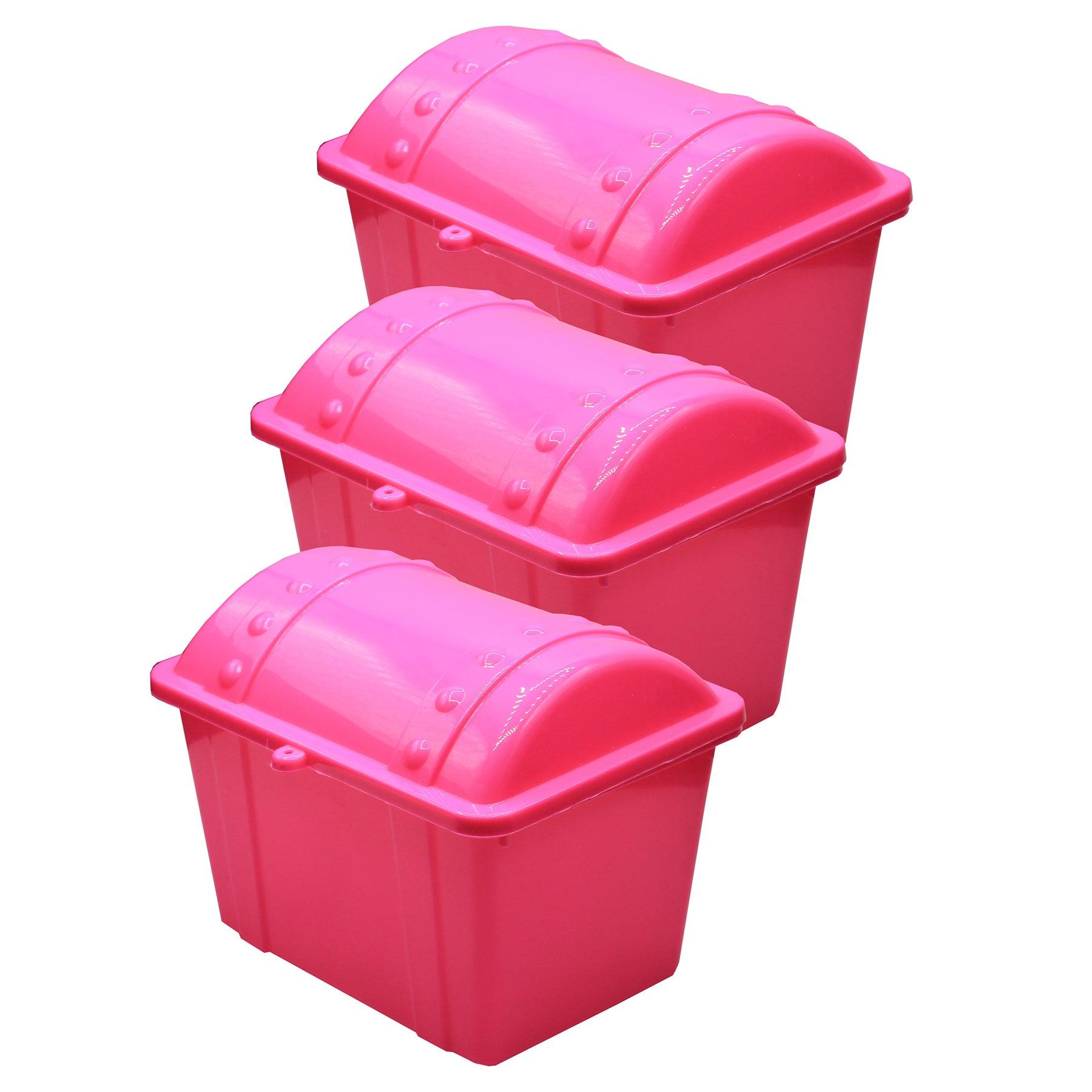 Jr. Treasure Chest, Hot Pink, Pack of 3 - Loomini