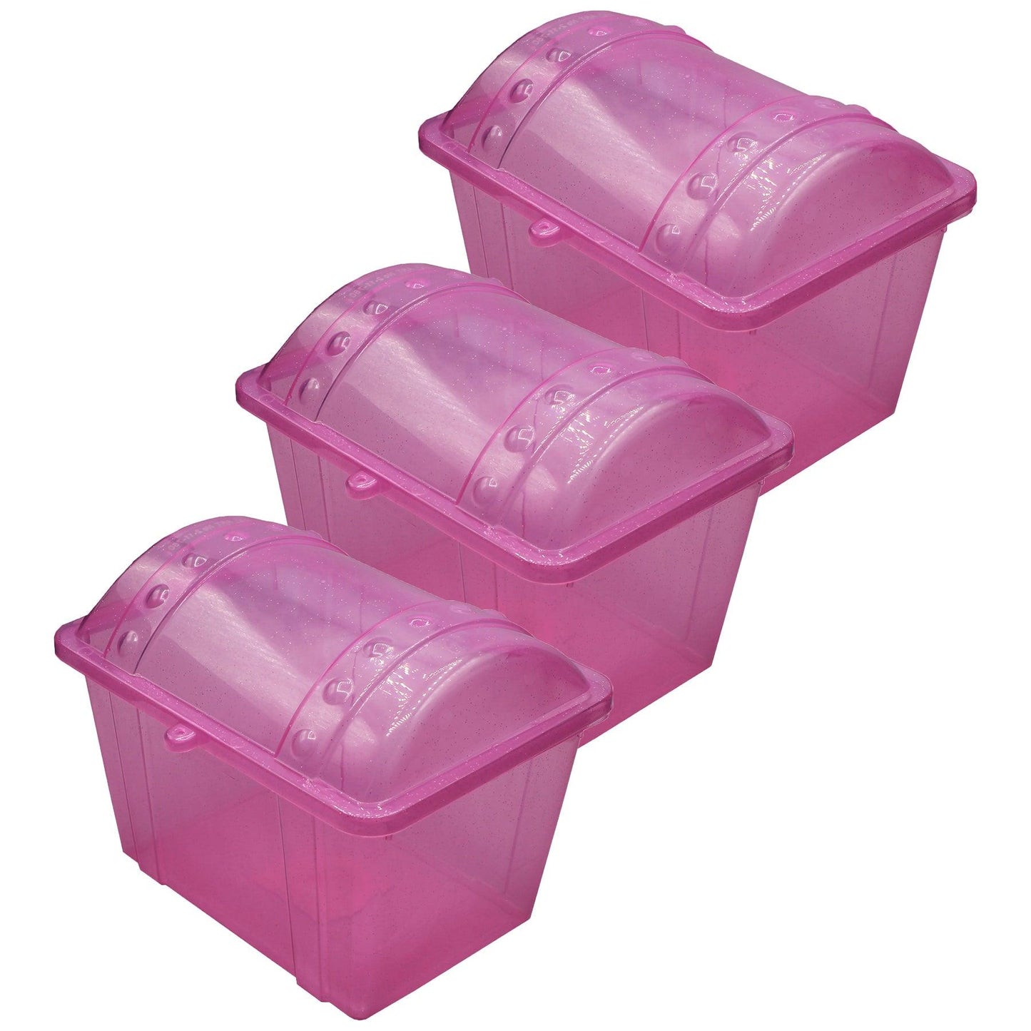 Jr. Treasure Chest, Pink Sparkle, Pack of 3 - Loomini