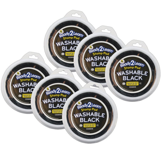 Jumbo Circular Washable Stamp Pad - Black - 5.75" dia. - Pack of 6 - Loomini