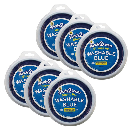 Jumbo Circular Washable Stamp Pad - Blue - 5.75" dia. - Pack of 6 - Loomini