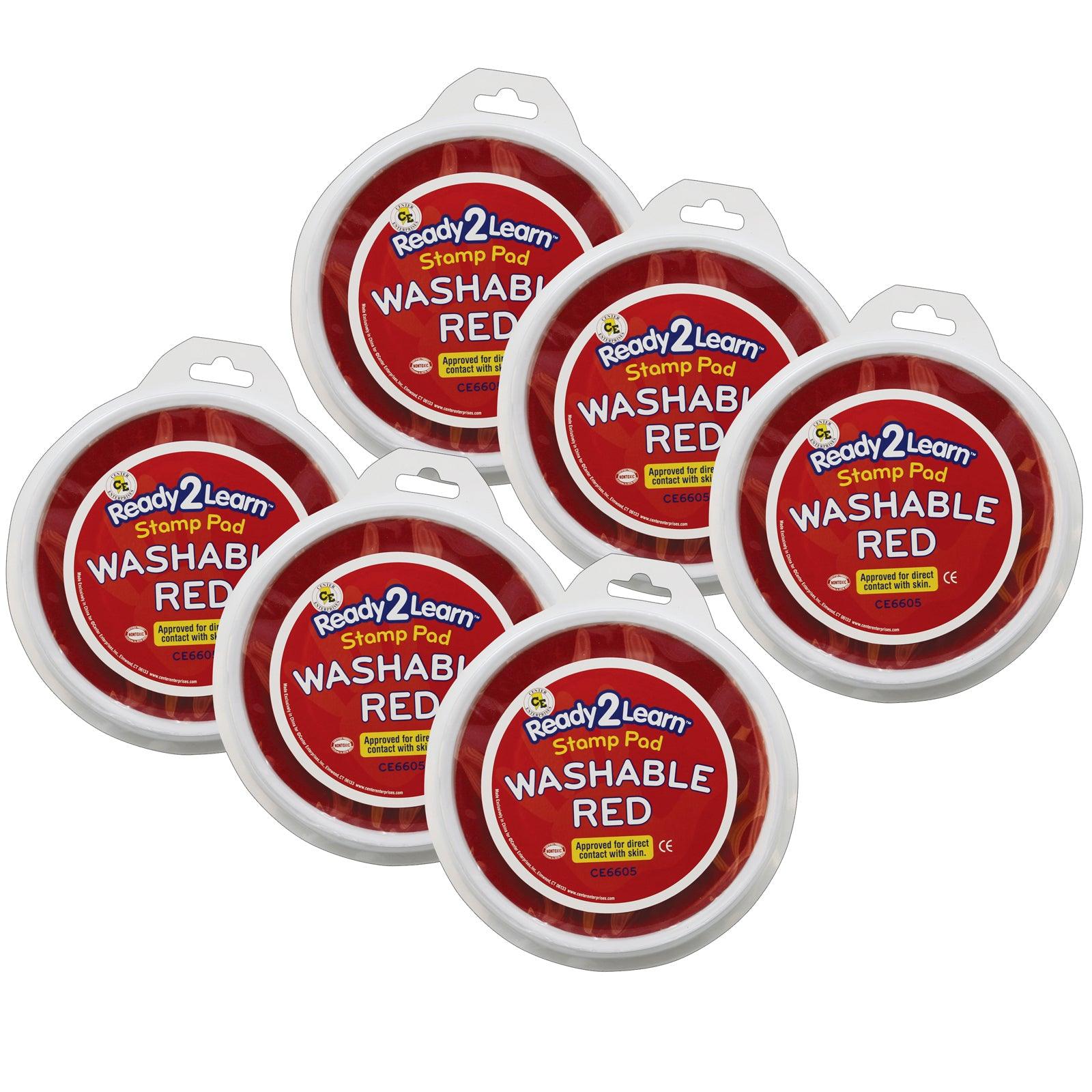 Jumbo Circular Washable Stamp Pad - Red - 5.75" dia. - Pack of 6 - Loomini