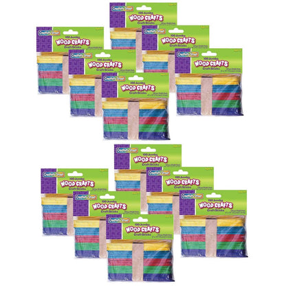 Jumbo Craft Sticks, Bright Hues Assorted, 6" x .75", 100 Per Pack, 12 Packs - Loomini
