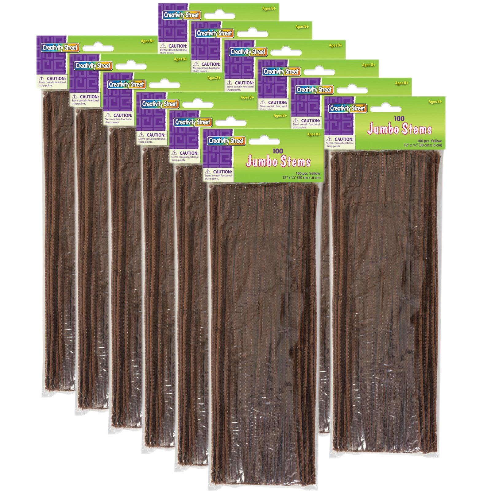 Jumbo Stems, Brown, 12" x 6 mm, 100 Per Pack, 12 Packs - Loomini