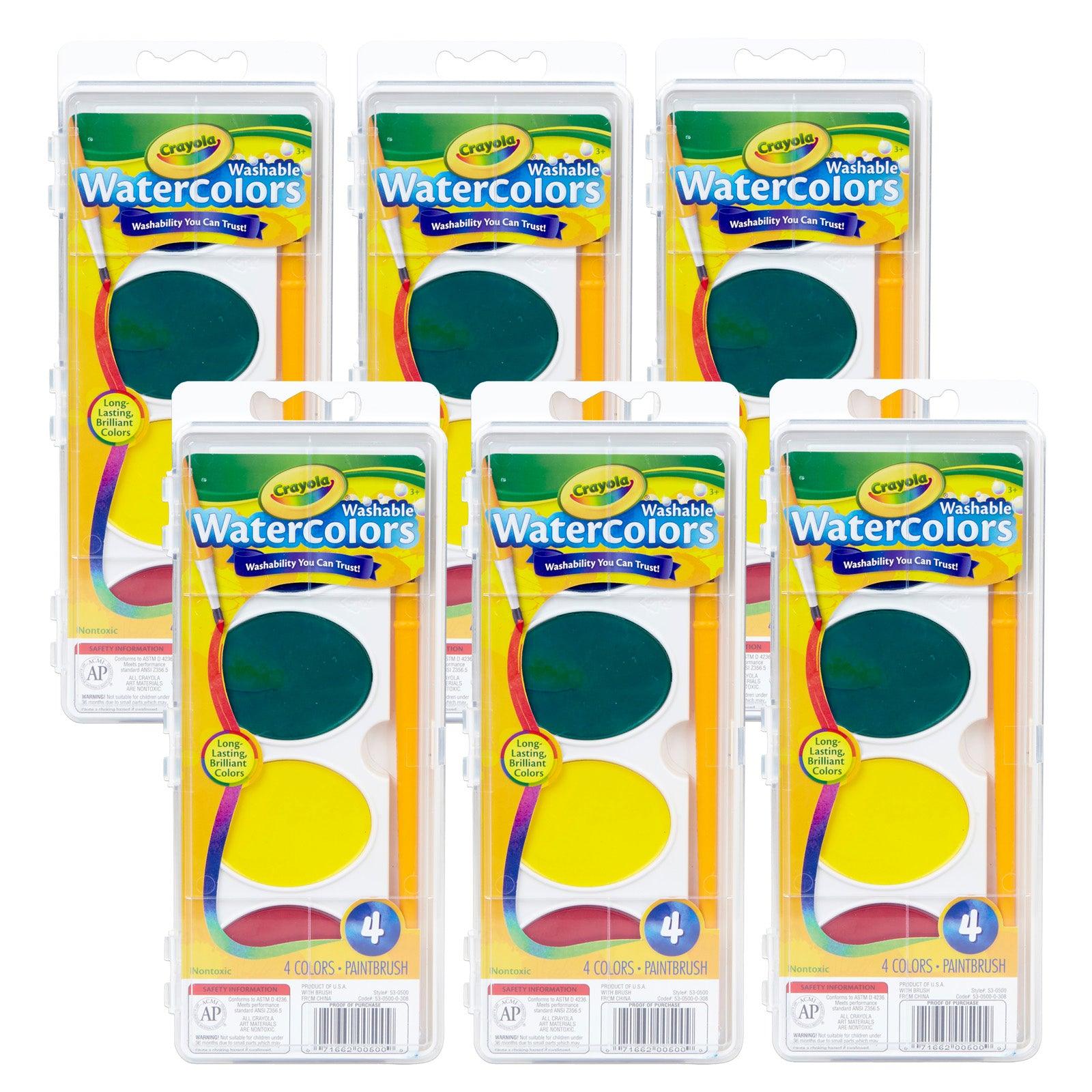 Jumbo Washable Watercolor Set, 4 colors, Pack of 6 - Loomini