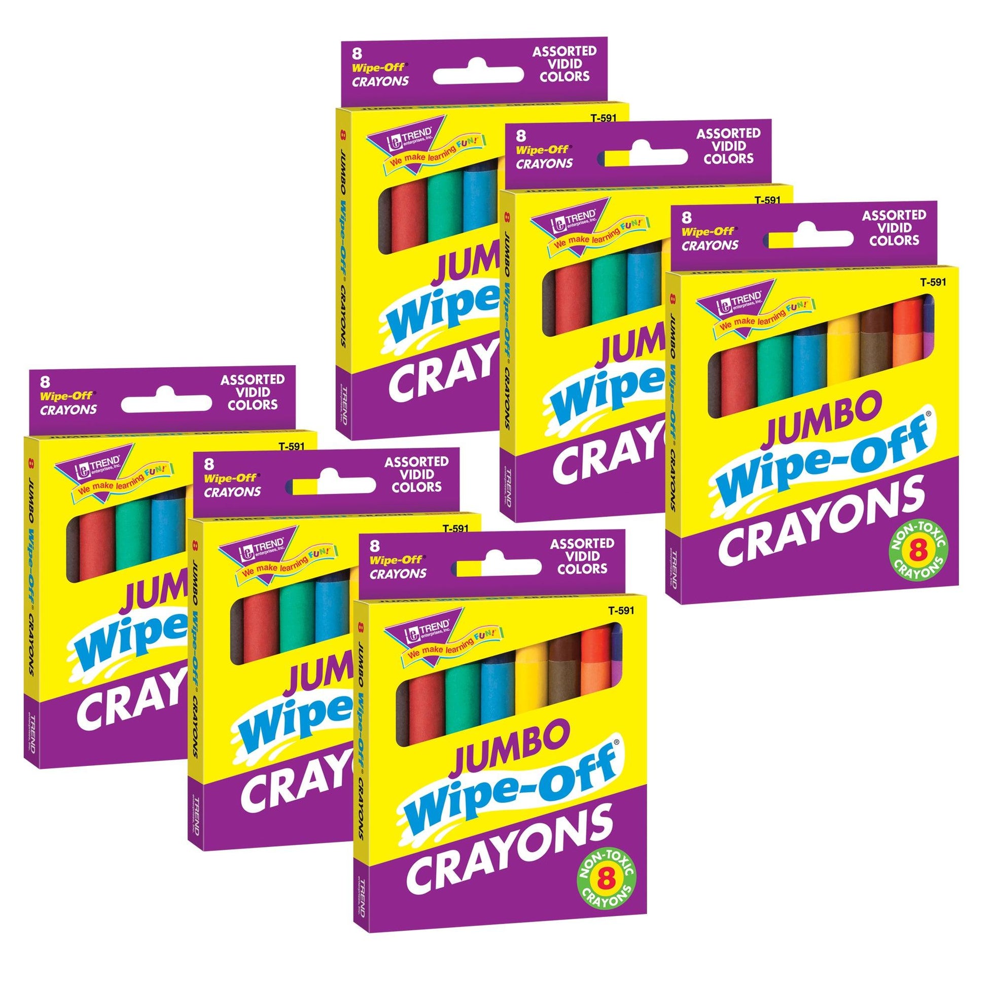 Jumbo Wipe-Off® Crayons, Assorted, 8 per pack, 6 packs - Loomini