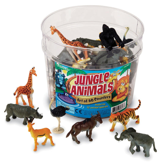 Jungle Animal Counters, Set of 60 - Loomini