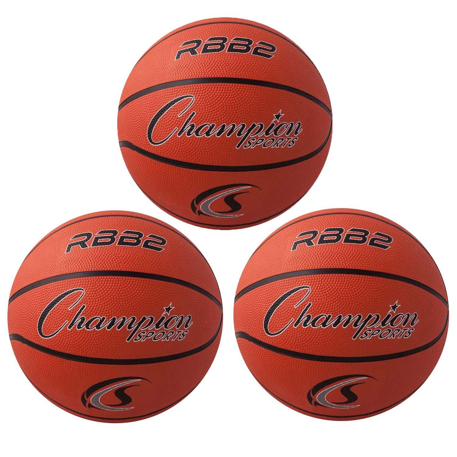 Junior Rubber Basketball, Orange, Pack of 3 - Loomini