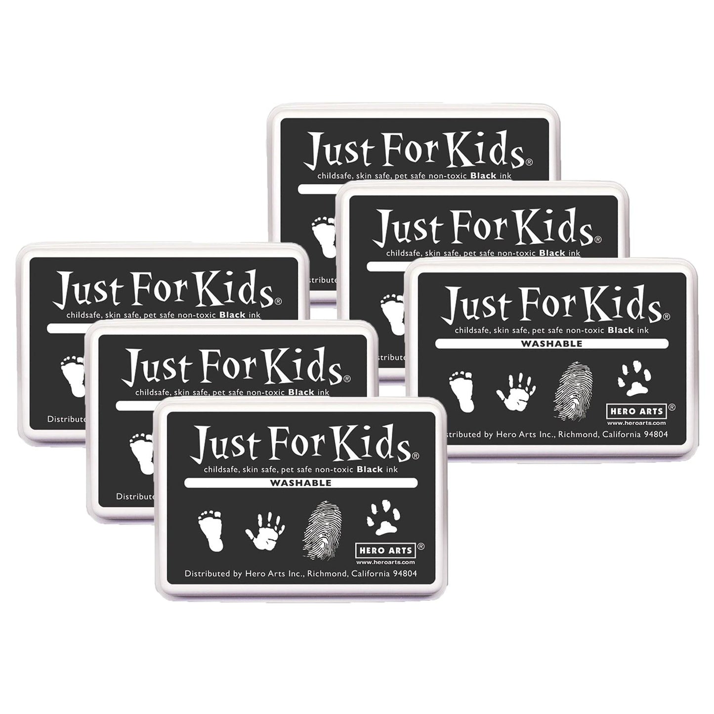 Just for Kids® Washable Ink Pad, Black, Pack of 6 - Loomini