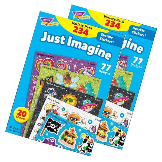 Just Imagine Sparkle Stickers® Variety Pack, 234 Per Pack, 2 Packs - Loomini