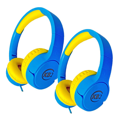 KB2 Premium Kids Headphones, Blue, Pack of 2 - Loomini