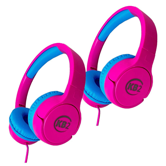 KB2 Premium Kids Headphones, Pink, Pack of 2 - Loomini