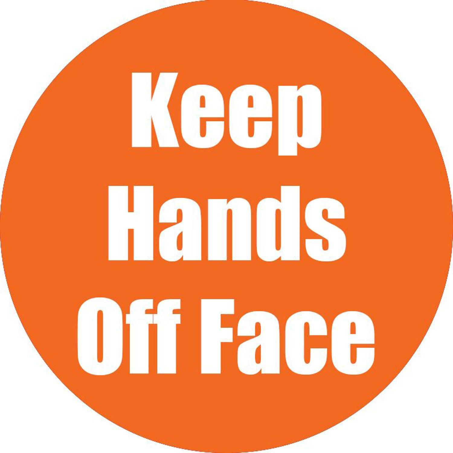 Keep Hands Off Face Anti-Slip Floor Sticker, Orange, 11", Pack of 5 - Loomini