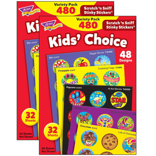 Kids' Choice Stinky Stickers® Variety Pack, 480 Per Pack, 2 Packs - Loomini