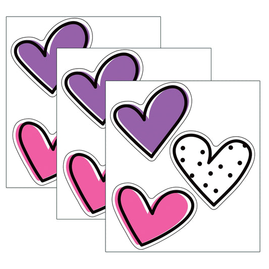 Kind Vibes Doodle Hearts Cut-Outs, 36 Per Pack, 3 Packs - Loomini