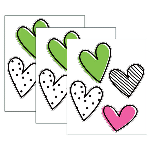 Kind Vibes Jumbo Doodle Hearts Cut-Outs, 12 Per Pack, 3 Packs - Loomini