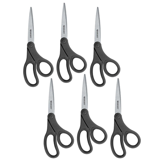 KleenEarth® Basic 8" Scissors, Bent, Pack of 6 - Loomini