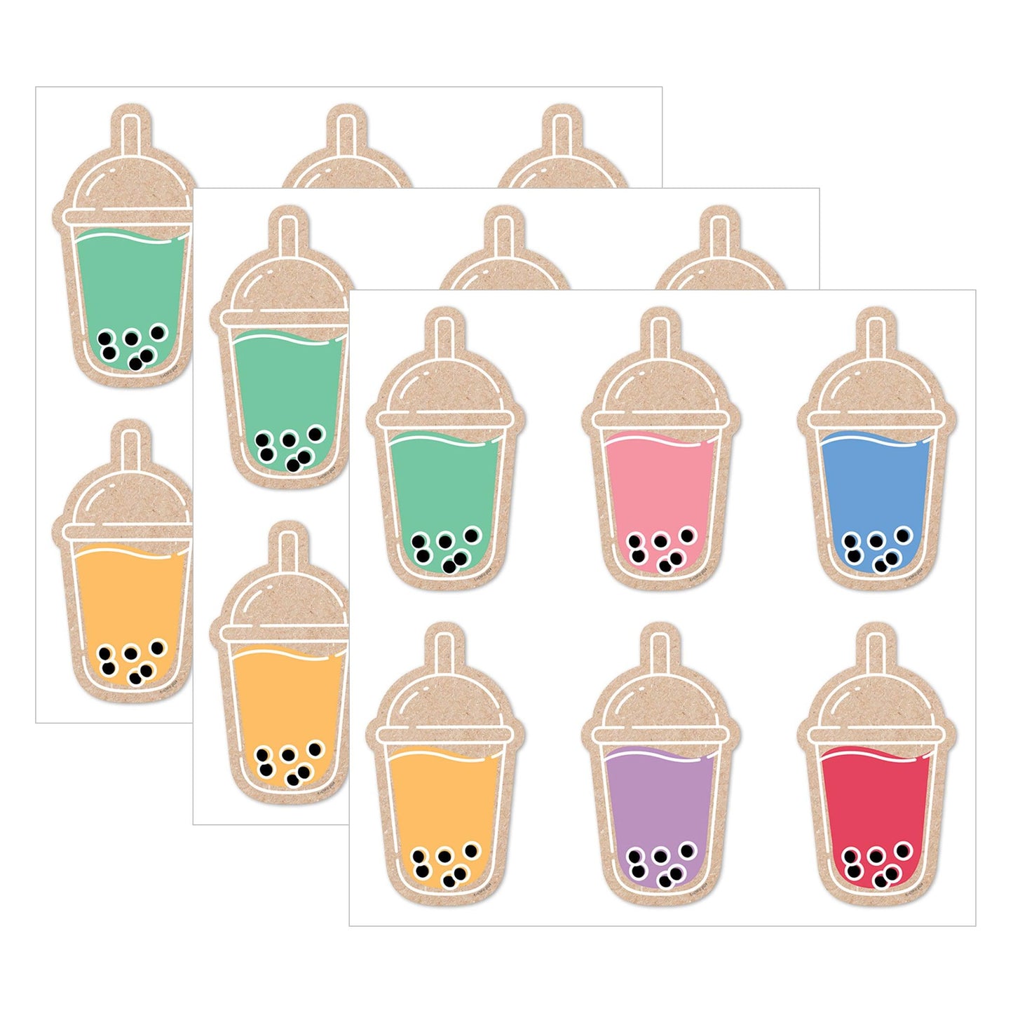 Krafty Pop! Boba Cups 6" Designer Cut-Outs, 36 Per Pack, 3 Packs - Loomini