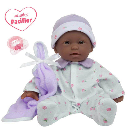 La Baby Soft 11" Baby Doll, Purple with Blanket, African-American - Loomini