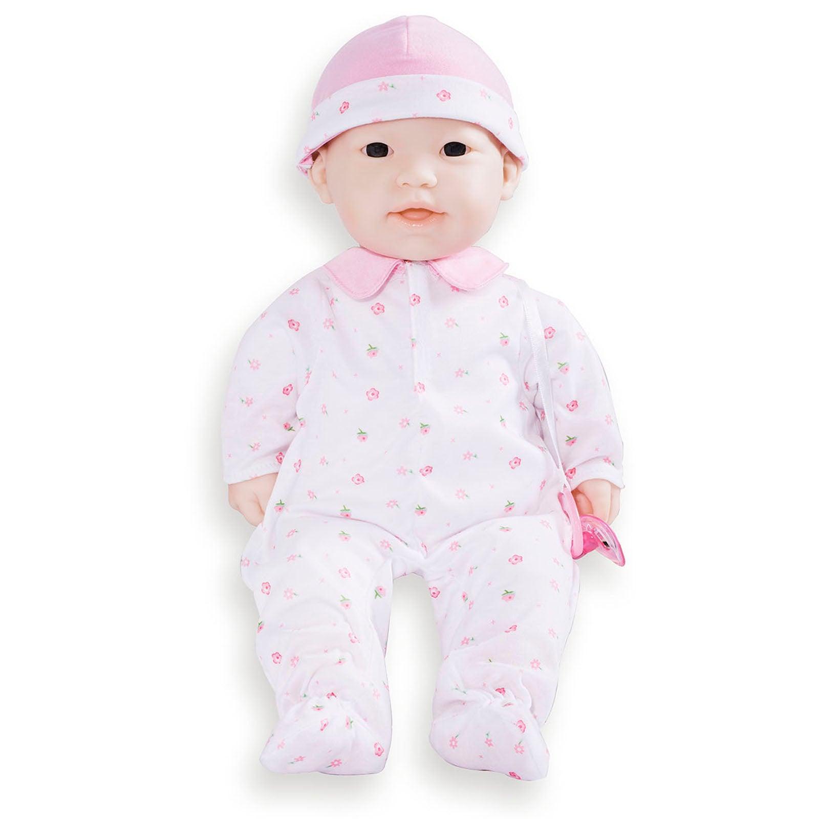 La Baby Soft 16" Baby Doll, Pink with Pacifier, Asian - Loomini