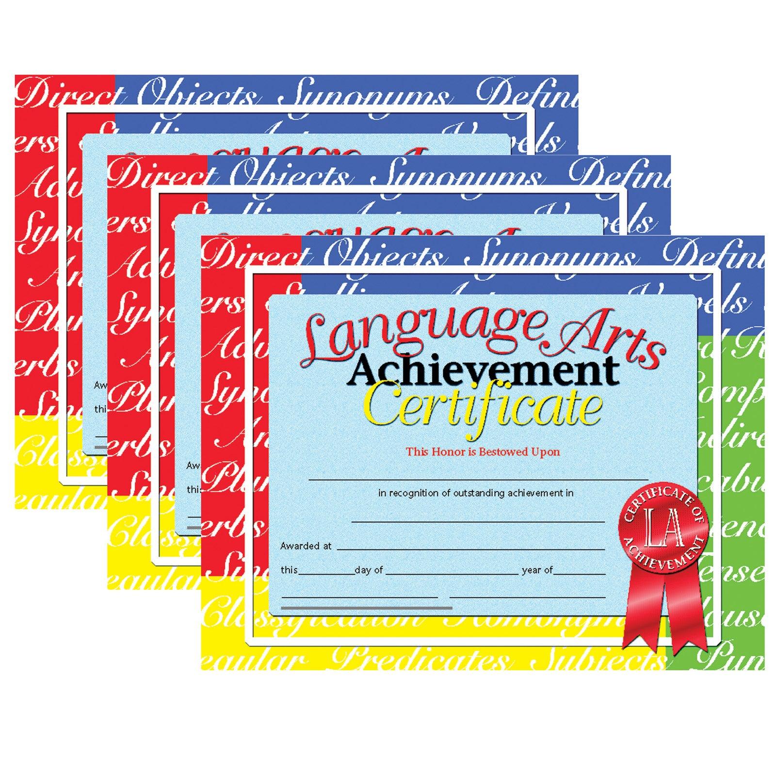 Language Arts Achievement Certificate, 30 Per Pack, 3 Packs - Loomini