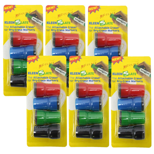 Large Barrel Attachable Eraser Caps for Dry Erase Markers, 4 Per Pack, 6 Packs - Loomini