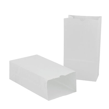 Large Gusseted Paper Bags, 6" x 3.5" x 11", White, 100 Per Pack, 2 Packs - Loomini