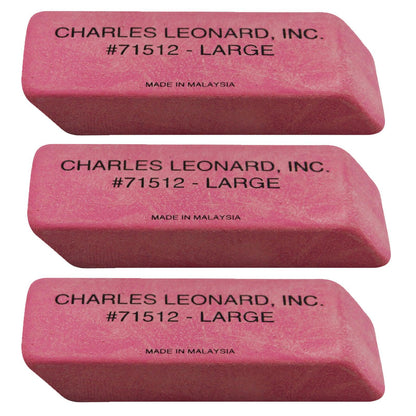 Large Natural Rubber Pink Wedge Erasers, 12 Per Box, 3 Boxes - Loomini