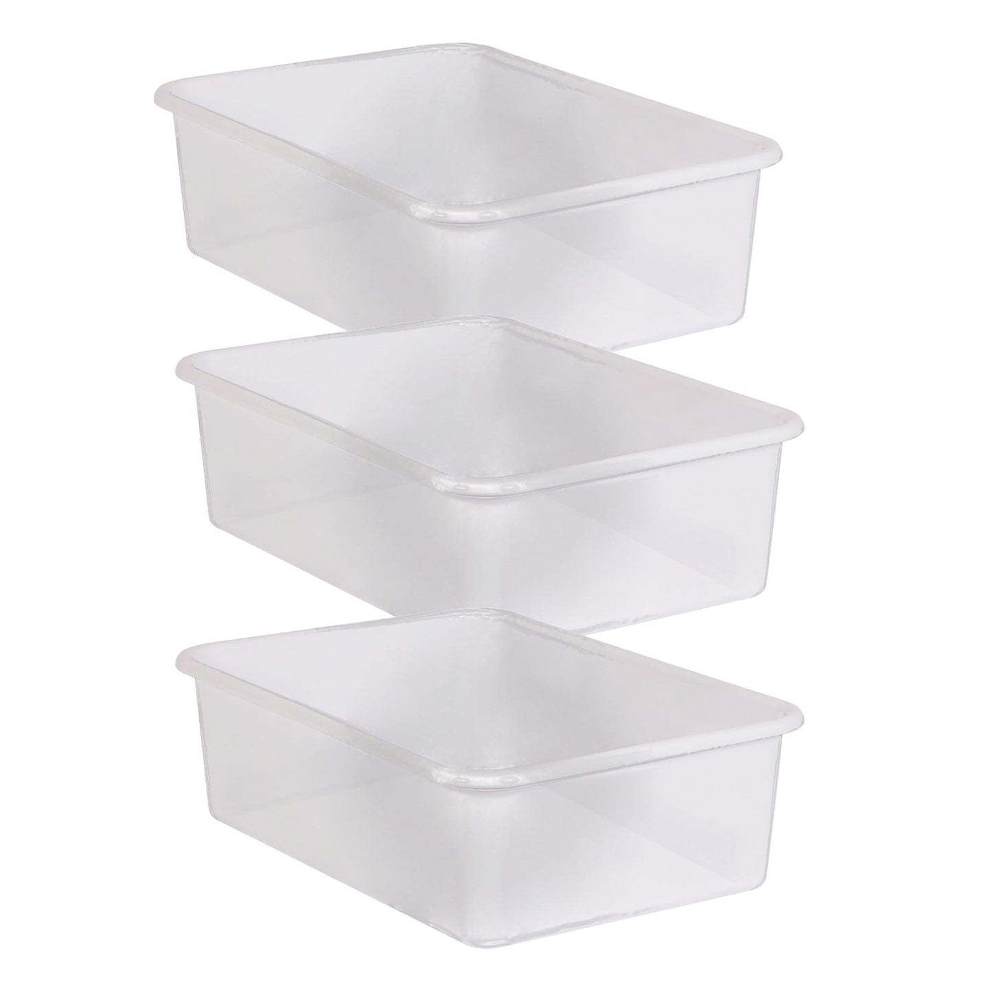 Large Plastic Storage Bin, Clear, Pack of 3 - Loomini